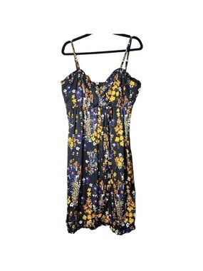 H&M Sundress Floral Satin Slip  Dress Spaghetti Strap Size 14